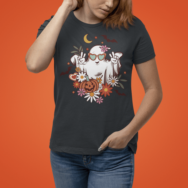 Retro Floral Ghost Shirt for Halloween - Uber Elegant