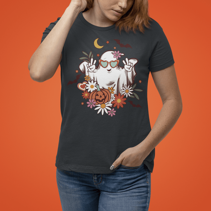 Retro Floral Ghost Shirt for Halloween - Uber Elegant