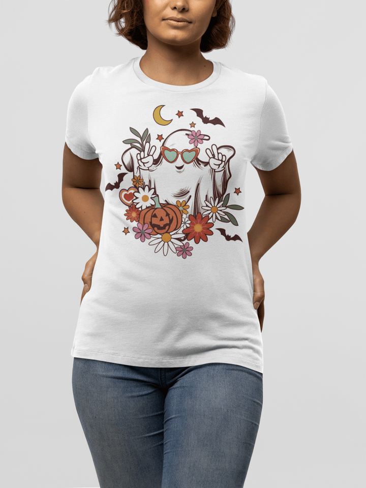 Retro Floral Ghost Shirt for Halloween - Uber Elegant