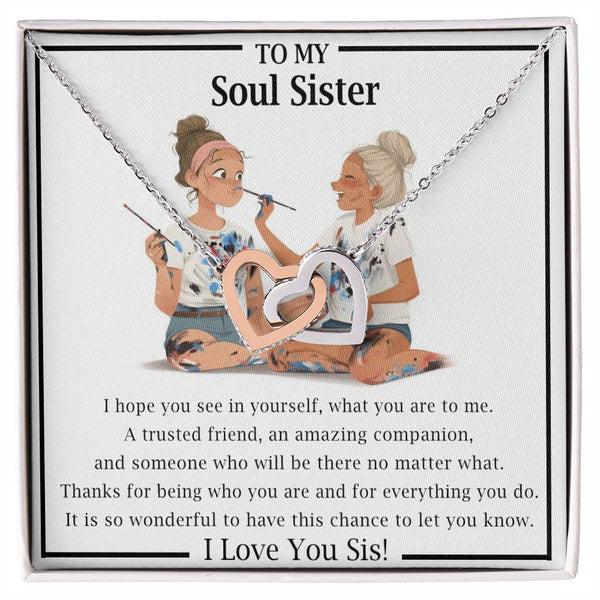 Soul sister gift / Unbiological sister / Best Friend two hearts Jewelry